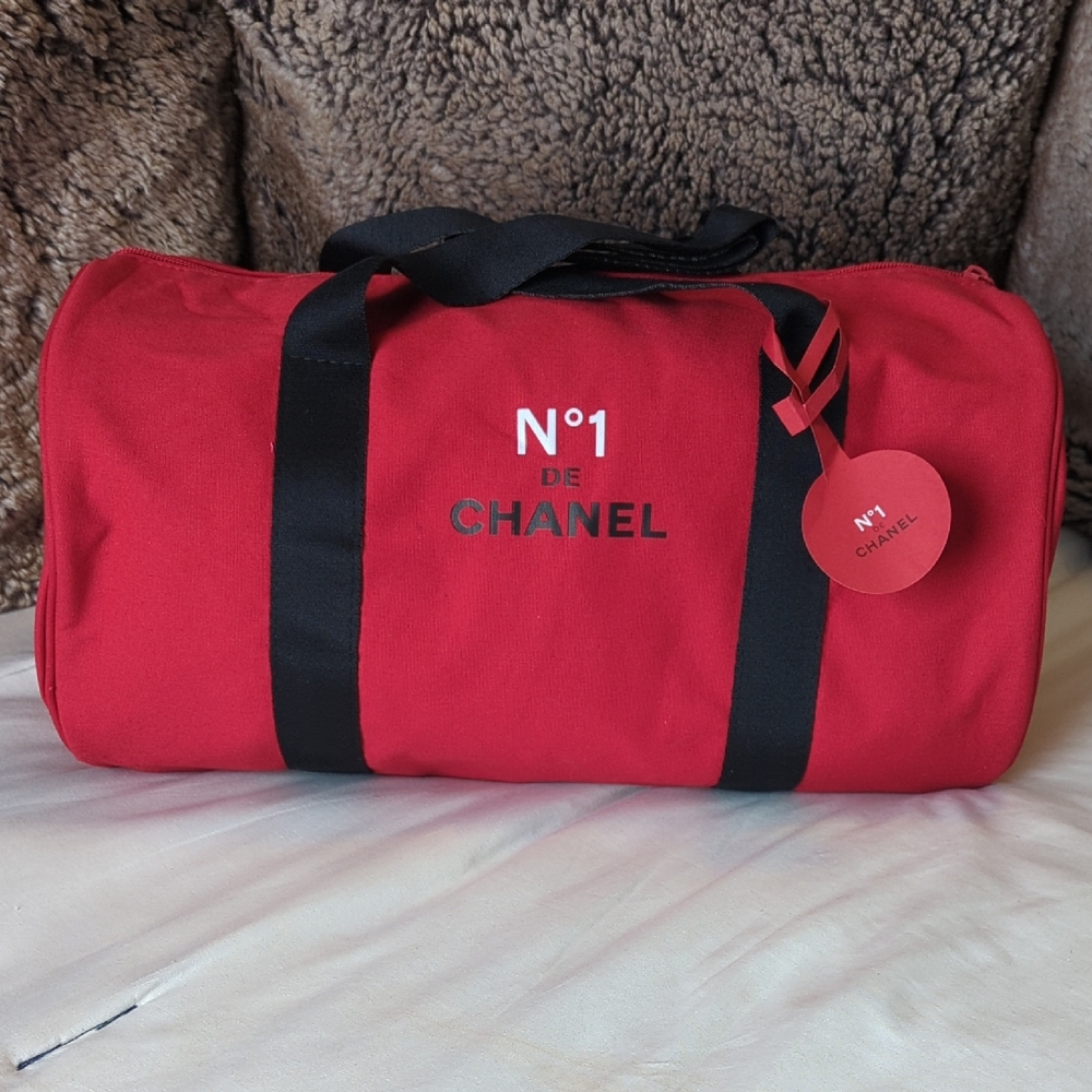 CHANEL N°1 Red Canvas Duffel Bag
